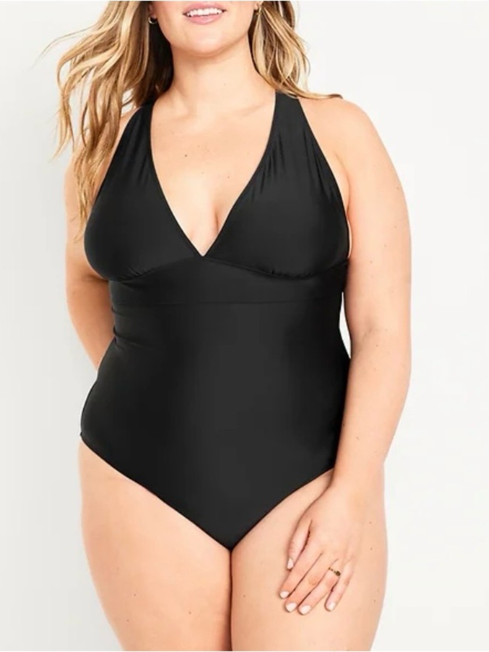 Old Navy Black V-Neck One-Piece Swimsuit Plus 2X NWT